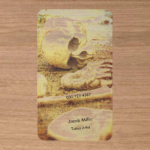 Gothic Skull And Bones On Beach Tattoo Shop Clear Business Cards