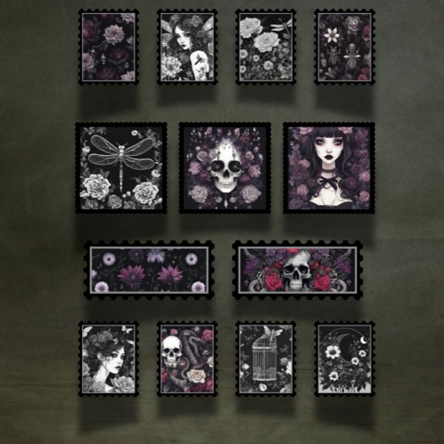 Gothic Skull and Bugs Scrapbook Ephemera stamps 4 (Creator Uploaded)