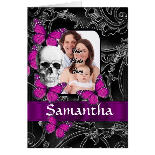 Gothic skull and butterflies cards (Front)
