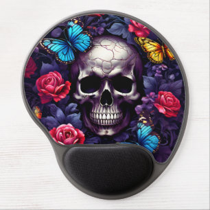 Gothic Skull and Butterflies Gel Mouse Pad