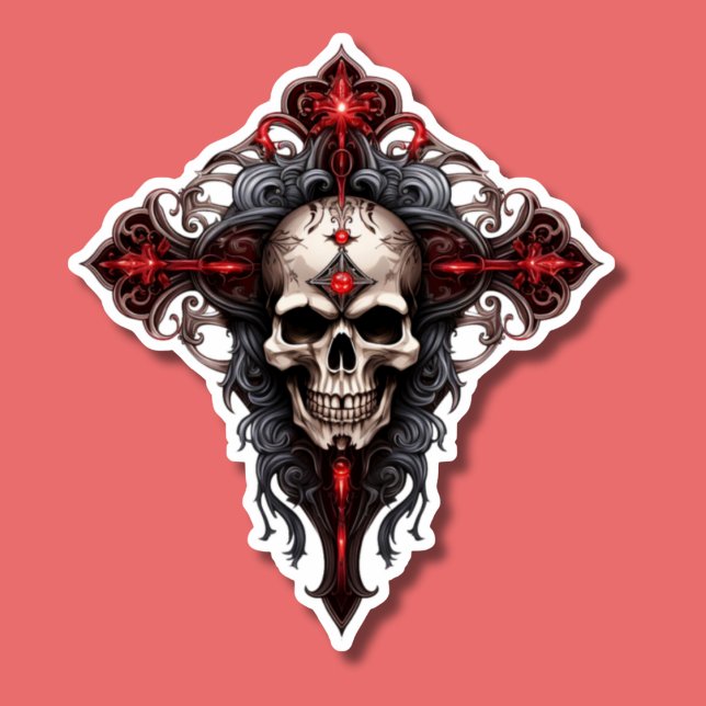 Gothic Skull and Cross  Sticker (Creator Uploaded)