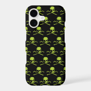 Gothic Skull And Crossbones Pattern Green iPhone 17 Case
