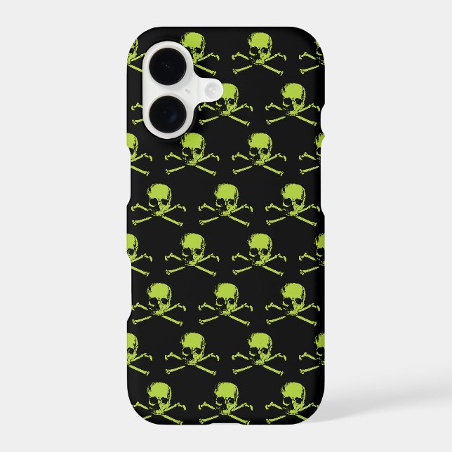 Gothic Skull And Crossbones Pattern Green iPhone Case (Back)