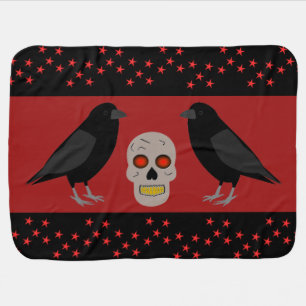 Gothic Skull and Guardian Ravens Halloween Baby Blanket