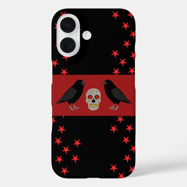 Gothic Skull and Guardian Ravens Halloween Case-Mate iPhone Case (Back)
