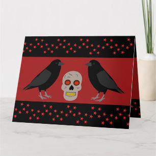 Gothic Skull and Guardian Ravens Halloween Custom Card