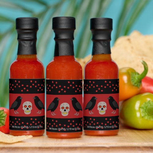 Gothic Skull and Guardian Ravens Halloween Hot Sauces