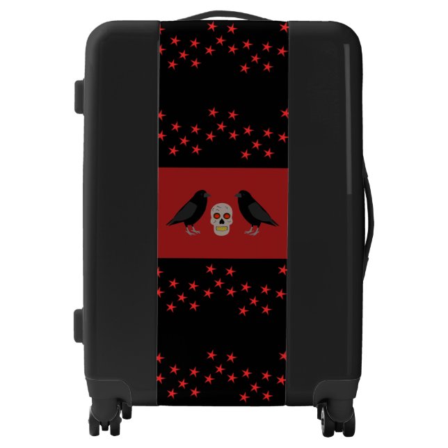 Gothic Skull and Guardian Ravens Halloween Luggage (Front)