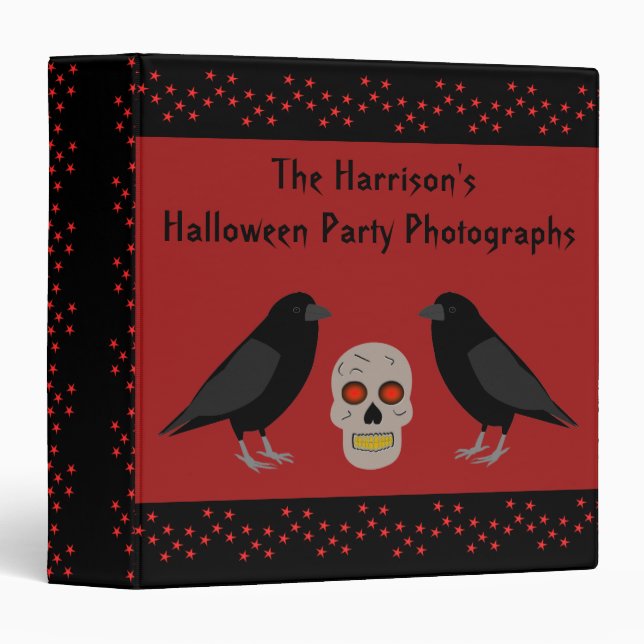 Gothic Skull and Guardian Ravens Halloween Photo 3 Ring Binder (Front/Spine)