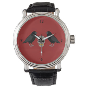 Gothic Skull and Guardian Ravens Halloween Watch