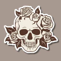 Gothic Skull and Ivory Roses Waterproof 