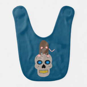 Gothic Skull and Rat Halloween Baby Bib