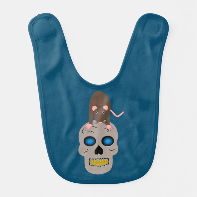 Gothic Skull and Rat Halloween Baby Bib (Front)