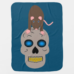 Gothic Skull and Rat Halloween Baby Blanket