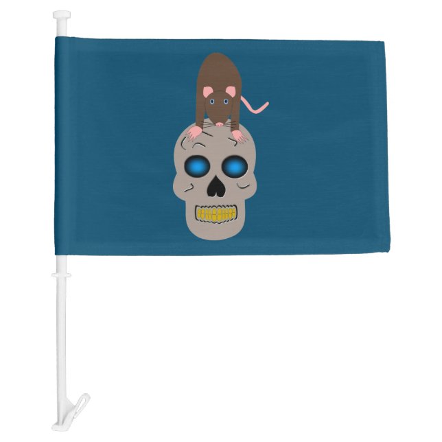 Gothic Skull and Rat Halloween Car Flag (Front)