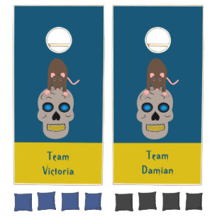 Gothic Skull and Rat Halloween Custom Cornhole Set