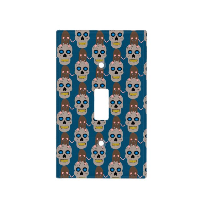 Gothic Skull and Rat Halloween Light Switch Cover (Front)
