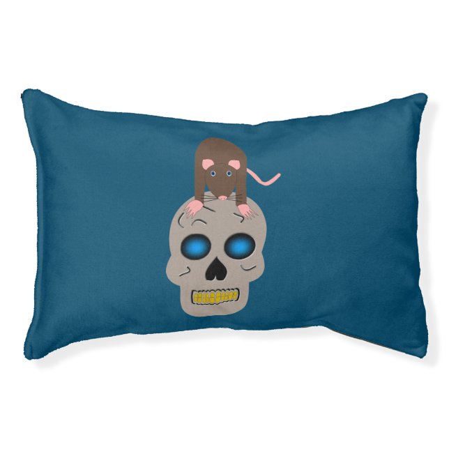 Gothic Skull and Rat Halloween Pet Bed (Front)