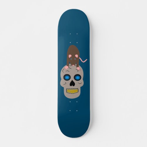 Gothic Skull and Rat Halloween Skateboard