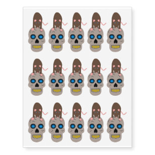 Gothic Skull and Rat Halloween Temporary Tattoos
