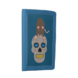 Gothic Skull and Rat Halloween Trifold Wallet