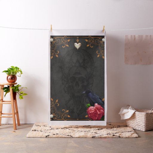 Gothic Skull and Raven.  Fabric