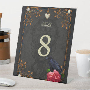 Gothic Skull and Raven.  Pedestal Sign