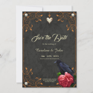 Gothic Skull and Raven. Save The Date