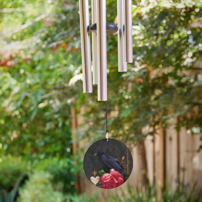 Gothic Skull and Raven.  Wind Chime (Backyard)