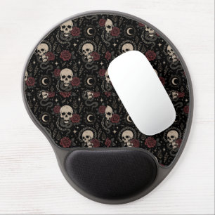 Gothic Skull and Red Rose Phone Case Gel Mouse Pad