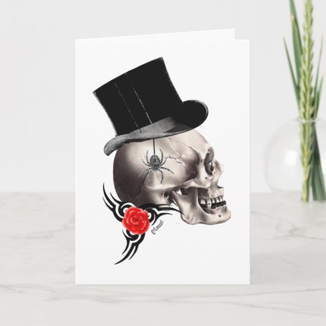 Gothic skull and rose tattoo style card (Front)
