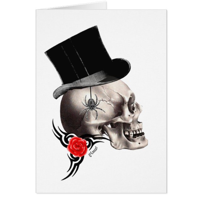 Gothic skull and rose tattoo style cards (Front)