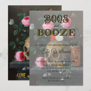 Gothic Skull and Roses Adult Halloween Invitation