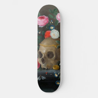 Gothic Skull and Roses Funky Dark Grunge Skateboard