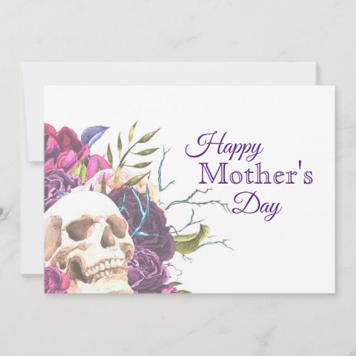 Gothic Skull and Roses Mothers Day Card