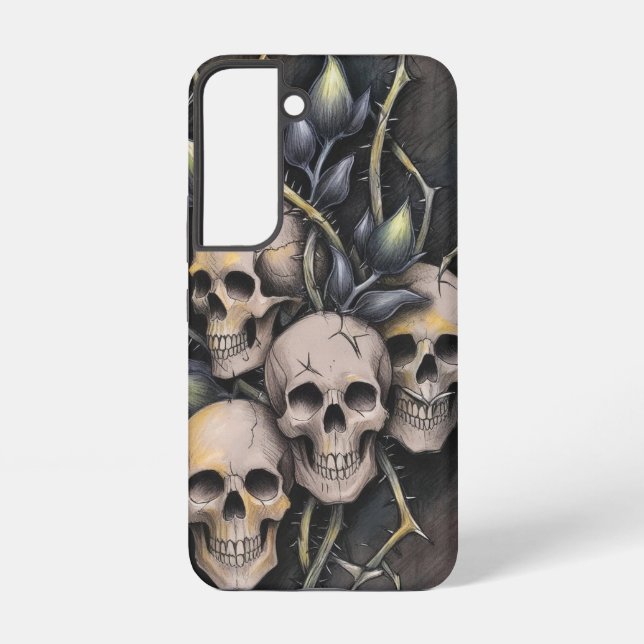 Gothic Skull and Thorn Flower Samsung Galaxy Case (Back)