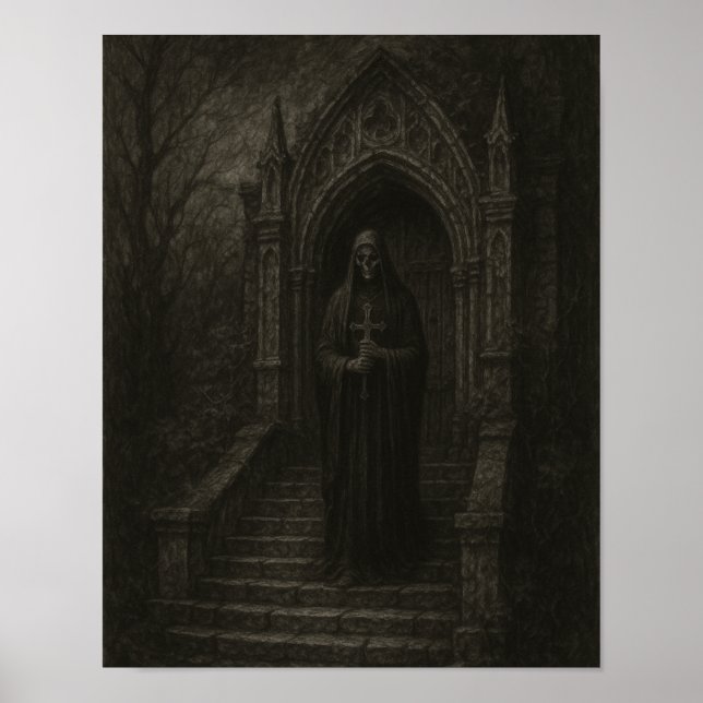 Gothic Skull and Tomb Poster (Front)