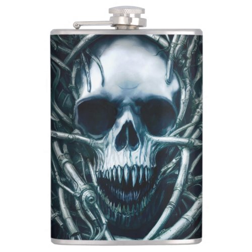 Gothic Skull Art Creepy Death Metal Sigil Flask