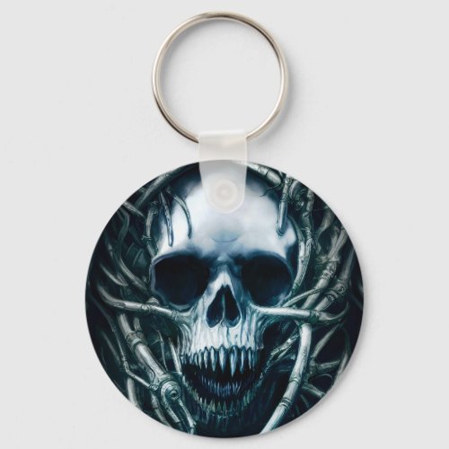 Gothic Skull Art Creepy Death Metal Sigil Keychain