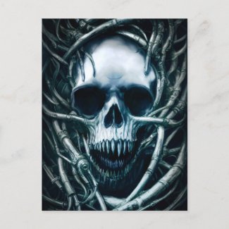 Gothic Skull Art: Creepy Death Metal Sigil Postcar