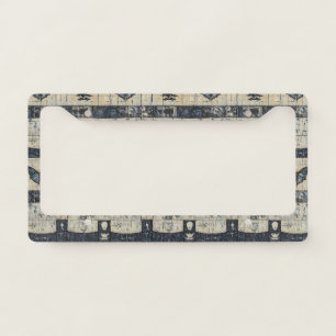Gothic Skull & Bat Denim Collage License Plate Frame