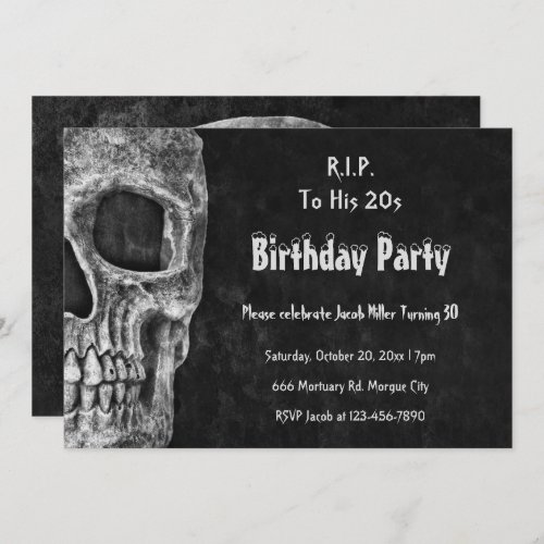 Gothic Skull Birthday Party RIP To His 20s Invitation