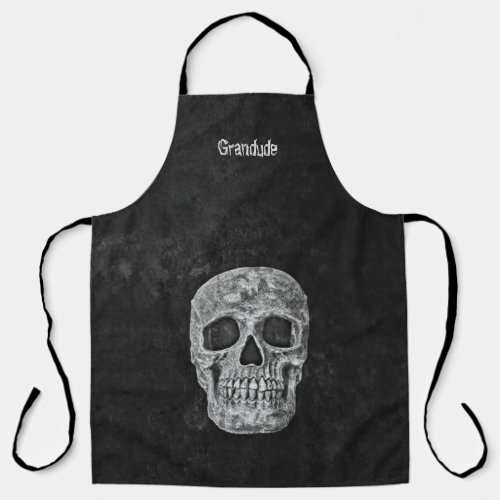 Gothic Skull Black And White Grandfather Grandude Apron