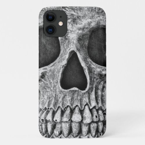 Gothic Skull Black And White Grunge Cool iPhone 11 Case