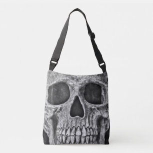 Gothic Skull Black And White Grunge Cool Crossbody Bag