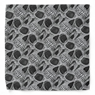 Gothic Skull Black And White Grunge Cool Pattern Bandana