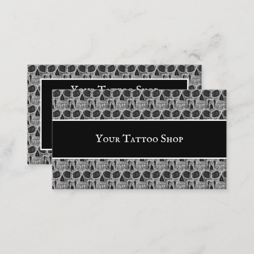 Gothic Skull Black And White Grunge Cool Pattern Business Card