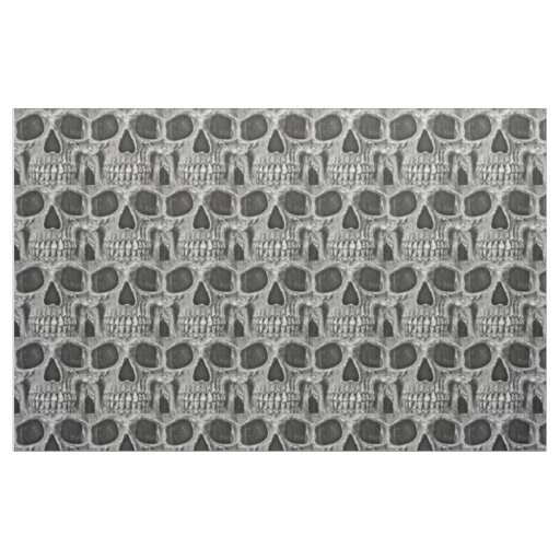 Gothic Skull Black And White Grunge Cool Pattern Fabric