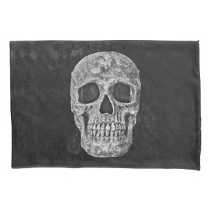 Gothic Skull Black And White Grunge Cool Pillow Case