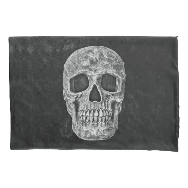 Gothic Skull Black And White Grunge Cool Pillow Case (Front)